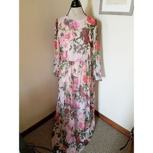 Chiffon Floral Print Maxi Dress